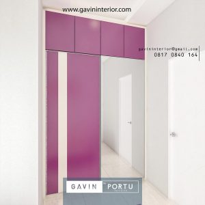 lemari pakaian desain minimalis finishing hpl & kaca cermin