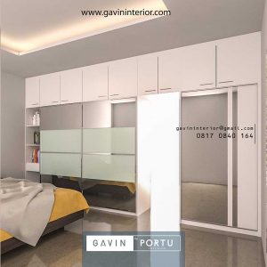lemari pakaian kamar tidur kombinasi finishing
